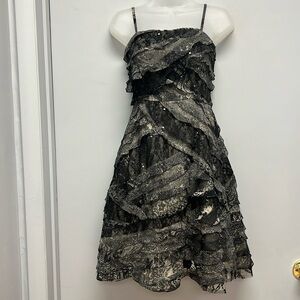 Tracy Reese Convertible Spaghetti Strap/Strapless Silk/Lace/Sequin Tiered Dress